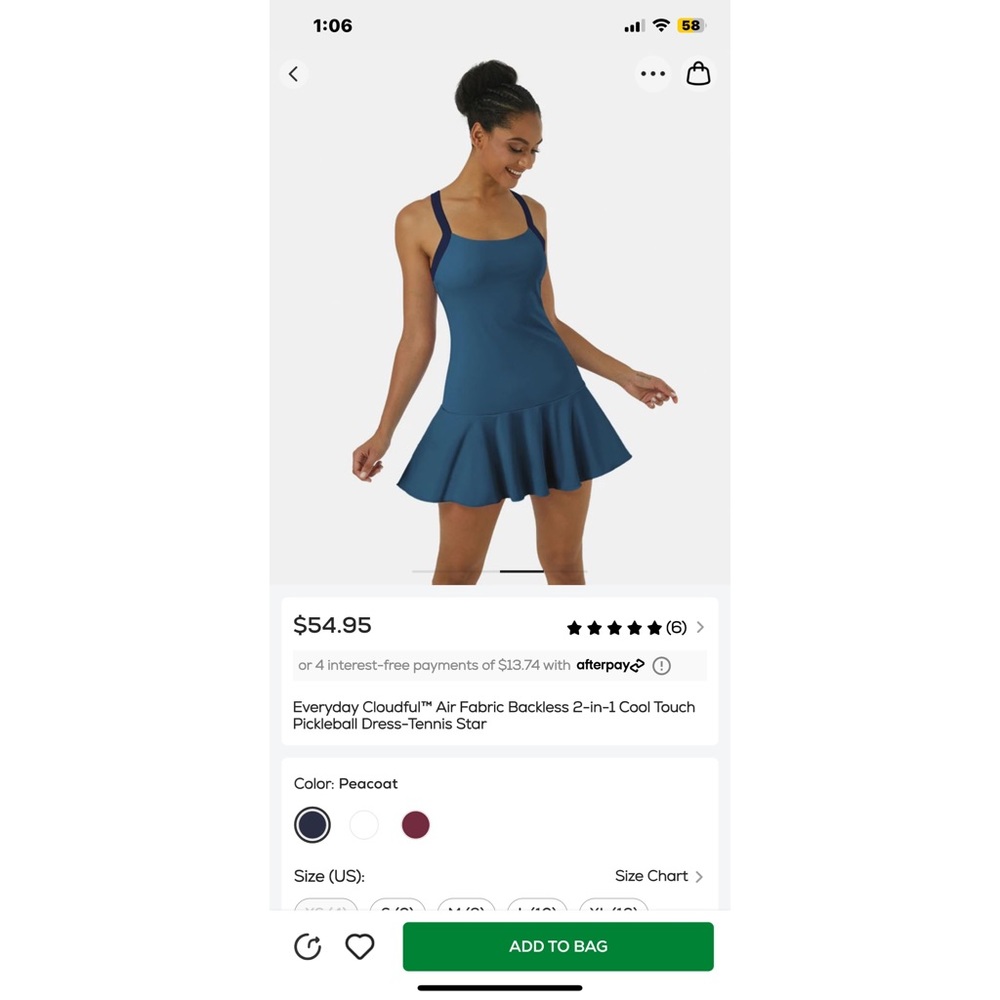 HALARA Everyday Cloudful Backless 2in1 Dress-Tennis Star. NWT *everyday *pickle - Picture 6 of 10